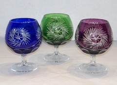 3 Vintage Anna Hutte Bleikristall Cut – Clear Crystal Brandy Glasses