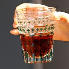Highball Crystal Glass Emerald Glass Water Whiskey Tumbler Hand Cut 9oz Green