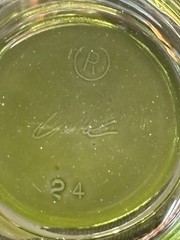 Pair Of Anchor Hocking Tumblers Green Glass With Flower Imprint