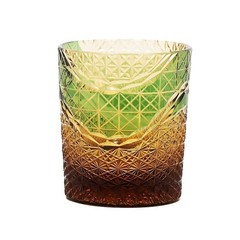9oz Amber Green Edo Kiriko Whiskey Glass Crystal Glass Bourbon Glasses 270ml
