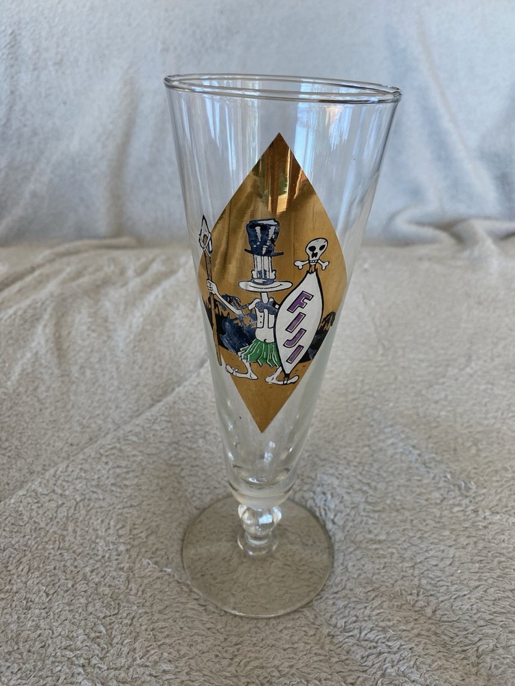 Vintage Libbey Bar Glass Fiji Witch Doctor Beer Glass Voodoo Cartoon Rare 8”
