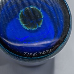 Steven Correia Pulled Feather Blue Iridescent Tumbler Glasses Set of 4- 4 7/8″H