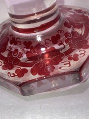 Vintage Bohemian Czech Ruby Cut to Clear Octagonal Crystal Goblet Hand Cut