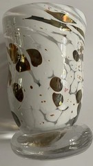 2 Juli Juneau Art Glass Tumbler Drink Bar Candle Holder New Orleans USA Signed