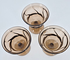 Fostoria Jamestown MCM Brown Sherbet Glasses Footed Dessert Champagne Set of 3