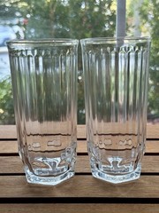 Set of 2 Libbey Crisa Vertical Ribbed Clear Glass Tumblers 5” 8 oz Juice EUC