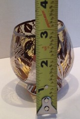 VTG Unique Amber Roly Poly with Silver overlay. Liquor snifter/tea light holder