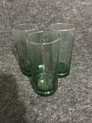 Anchor Hocking Essex Sea Glass Green Glasses, Set Of 3 Hexagon Tumblers 6 1/2 In