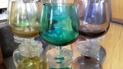 Vintage Mid Century Cordial Mini Snifter Set Of 8 Multi-Color Glasses