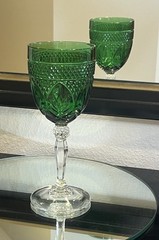 Cristal d’ Arques Durand Antique Emerald Water/Wine Goblet Made In France