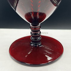 Vintage Anchor Hocking Ruby Red Glass Goblets Stacked Ball Stem Royal Ruby 8oz.