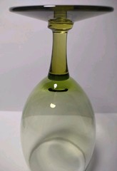 Vintage 7″ Olive Green Water/Ice Tea Stem Glass Wine Goblet