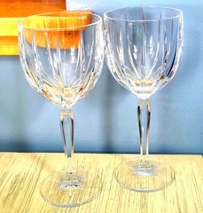 2 Waterford Crystal Marquis Omega 8.5″ Tall Wine Goblets Glasses Vintage