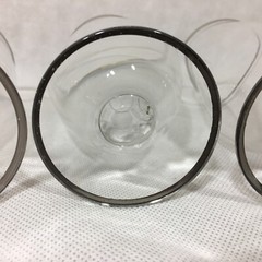 Lot of 3 Crystal Iced Tea Glasses Double Platinum Trim Foot 5-3/4″ Vintage