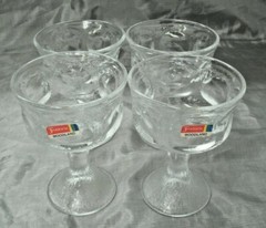 Fostoria WOODLAND Clear Set of 4~5-3/8″ Champagne Tall Sherbet #2921 Heavy HTF