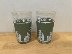 Wedgwood Jasperware Jeanette Green Hellenic Drinking 6 oz Juice Glasses Set of 8