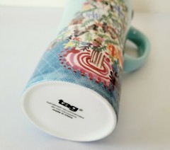 Christmas Travel Mug Ceramic Tree Teal Gasket Lid New 7.5″ Coffee Keeper