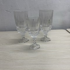 Vintage Fostoria Heritage Clear Lead Crystal Water / Wine Glasses (3)
