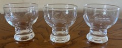 Javit 1950s Etched Wheat Juice Glasses Short Stem Set of 3-VGC-Free Ship