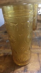 Vintage Indiana Glass Amber Tiara Sandwich Glass Ice Tea Glass