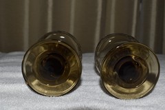 2 Vintage MCM Libbey Prado Stemmed Wine Glasses Scroll Embossed Tawny Brown
