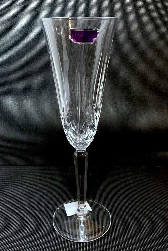 WATERFORD MARQUIS MAXWELL TOASTING FLUTE CHAMPAGNE CRYSTAL GLASS 9.5″H CHIPPED!