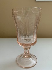 Indiana Glass Pink Recollection Water Goblet Madrid Pattern App 10oz 6 1/2”