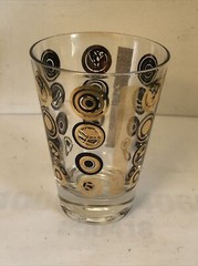 Vintage 4 Retro 4oz Clear Glass Drinking Glasses Gold & Black Abstract Design