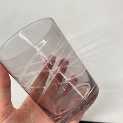 Lot of 6 Pier 1 Old Fashion Lowball Cocktail Glasses Etched smokey grey stemless