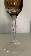 Vintage Cut To Clear Bohemian Amber Color Flute Champagne Made In Germany