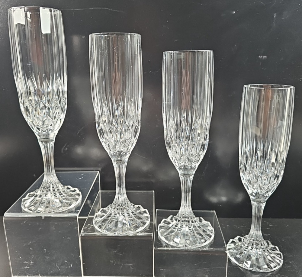 (4) Cristal D’Arques Bretagne Fluted Champagne Set Vintage Crystal Cut Stemware
