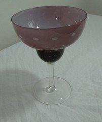 Drink Wine Glass Stemmed Purple Pink Clear 6 1/2″ Drinkware Barware Deco Vintage