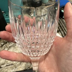 Waterford Crystal Lismore Diamond Gold Rimmed Wine Glass Thick Stem