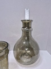 Iridescent Light Amber Tumble-Up Bedside Water Carafe Set MCM Thick Heavy Glass