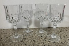 SET OF FOUR Leaded Crystal LONGCHAMP CLEAR Wine Glasses, Approx 6 1/4″, 4 oz