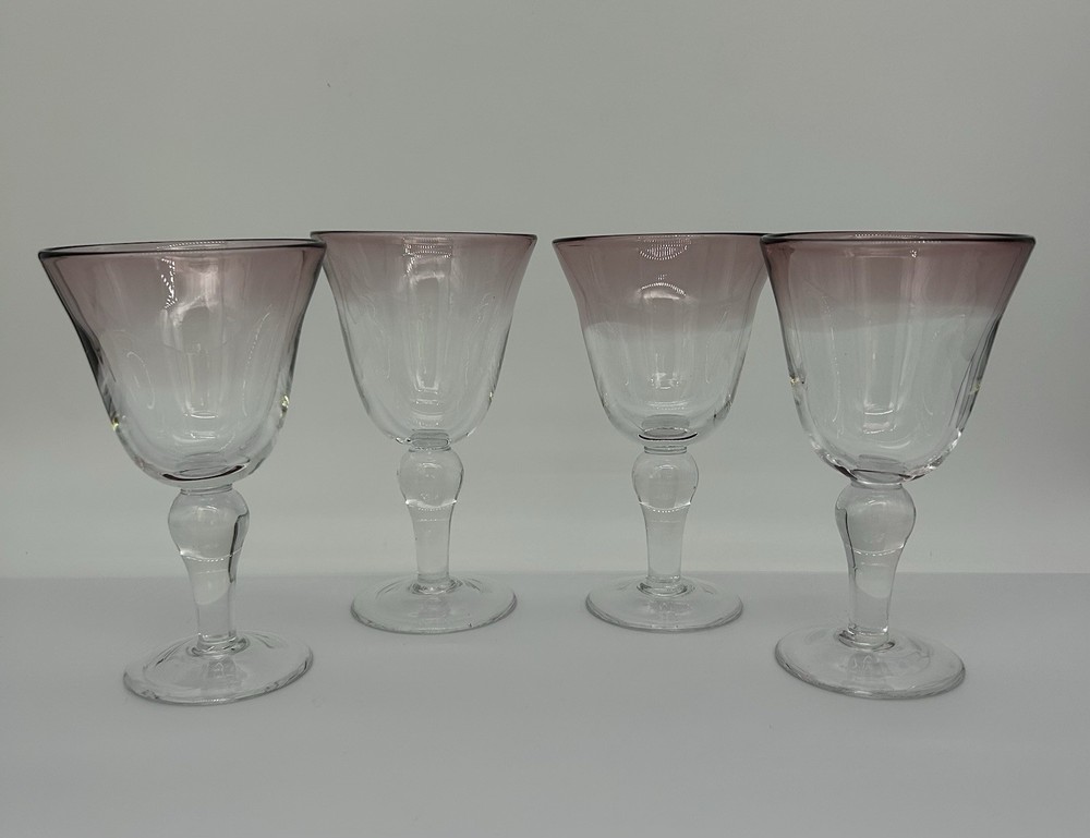 Set Of 4 Vintage Artland Iris Amethyst Water Goblets 7.5” – 2 Sets Available EUC
