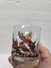Vintage Libbey Glass Pheasant Hunting Barware Collectible 12 Oz