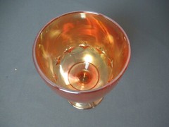 Vintage Marigold Orange Iridescent Carnival Glass Footed Goblet – h4 sb