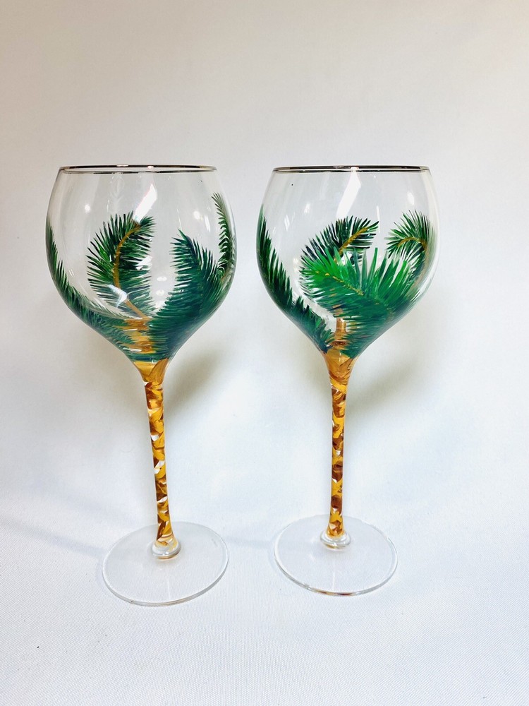 Lenox Hand Painted Palm Tree Wine Glasses (set of 2)