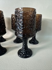 Lenox Hand Blown Crystal Impromptu Brown Wine Glasses/Goblets 7 Inch Lot Of 7