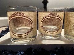 Vintage 4 Piece Currier and Ives Four Seasons Old Fashioned Whiskey Glass Set