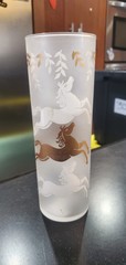 Vintage Libbey Glassware with a Horse Cavalcade 1953 white and gold