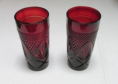Vintage Set of 2 Luminarc Cristal D’ Arques Durand Ruby Red Tumbler Glasses – 6″