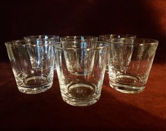 (6) Vintage Star Burst Etched Glass Cordial Glasses