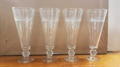 4 Michelob Footed Pilsner Beer Glasses w Dimpled Ball, Baseball, Golf, 16 oz.