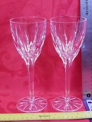 2 Mikasa Apollo Clear Cut Multi Sided Stem Water Goblet Wine Glasses 8 1/4″