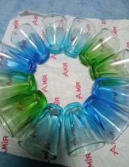 Colored glass shot glass, 12 pcs.Vintage,