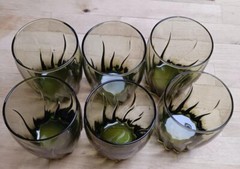 Set of 6 Central Park Anchor Hocking Starfire Green Old Fashioned/On the Rocks