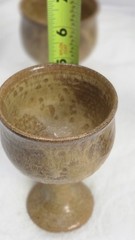 Handmade Art Dripped Pottery Wine Goblets Set Of 4 Stoneware Clay