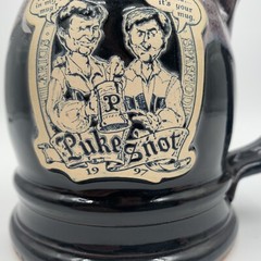 Deneen Pottery Puke & Snot 1997 Renaissance Faire Blue Drip Mug «Got a leak”